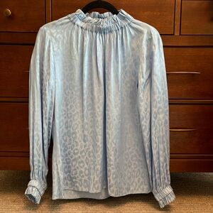 Women’s Sail to Sable Light Blue Ruffle Neck Blouse Small